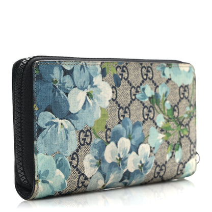Gucci GG Supreme Monogram Blooms Zip Around Wallet Blue 4 of 6