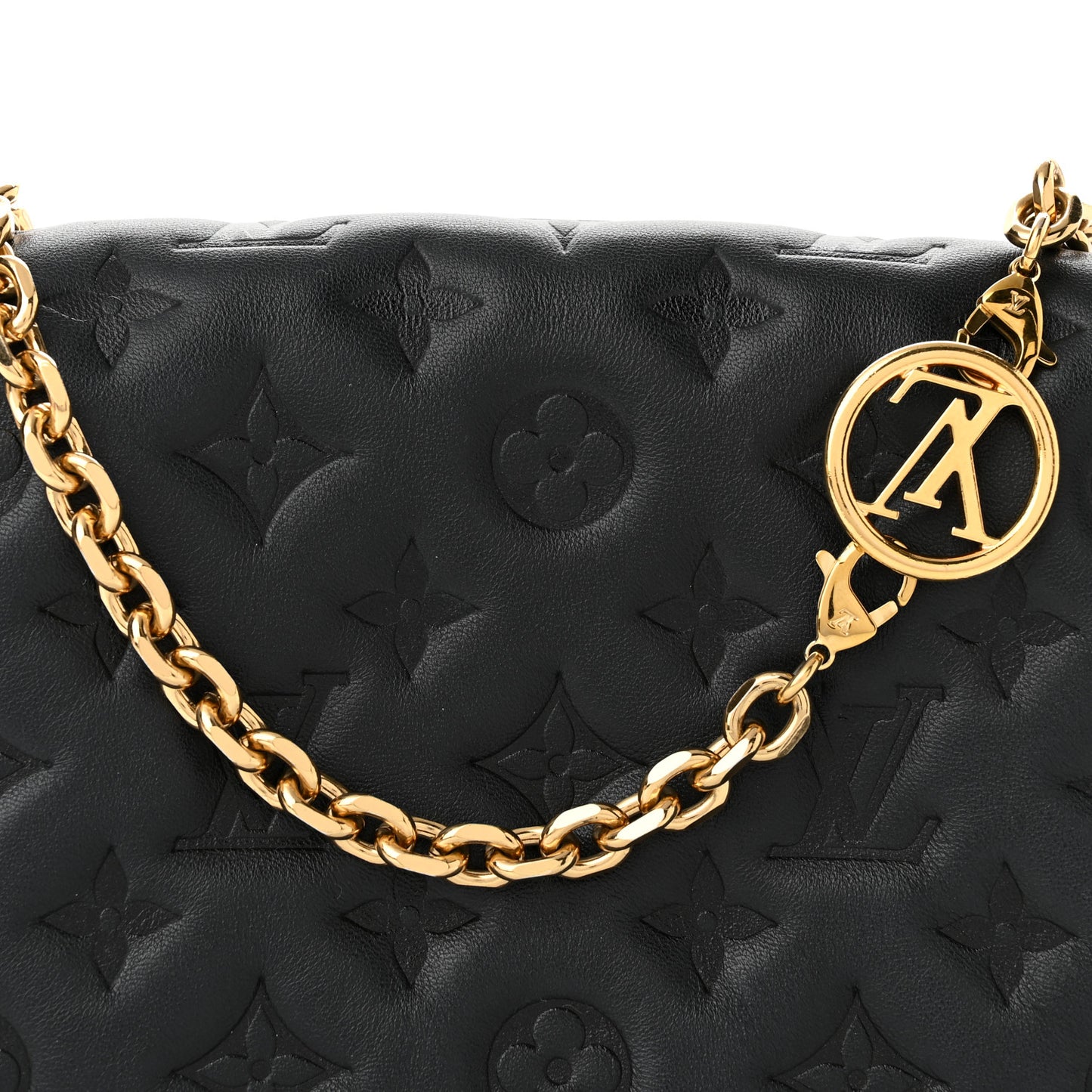 Lambskin Embossed Monogram Pochette Coussin Black