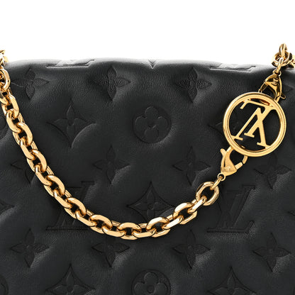 Louis Vuitton Lambskin Embossed Monogram Pochette Coussin Black 7 of 10