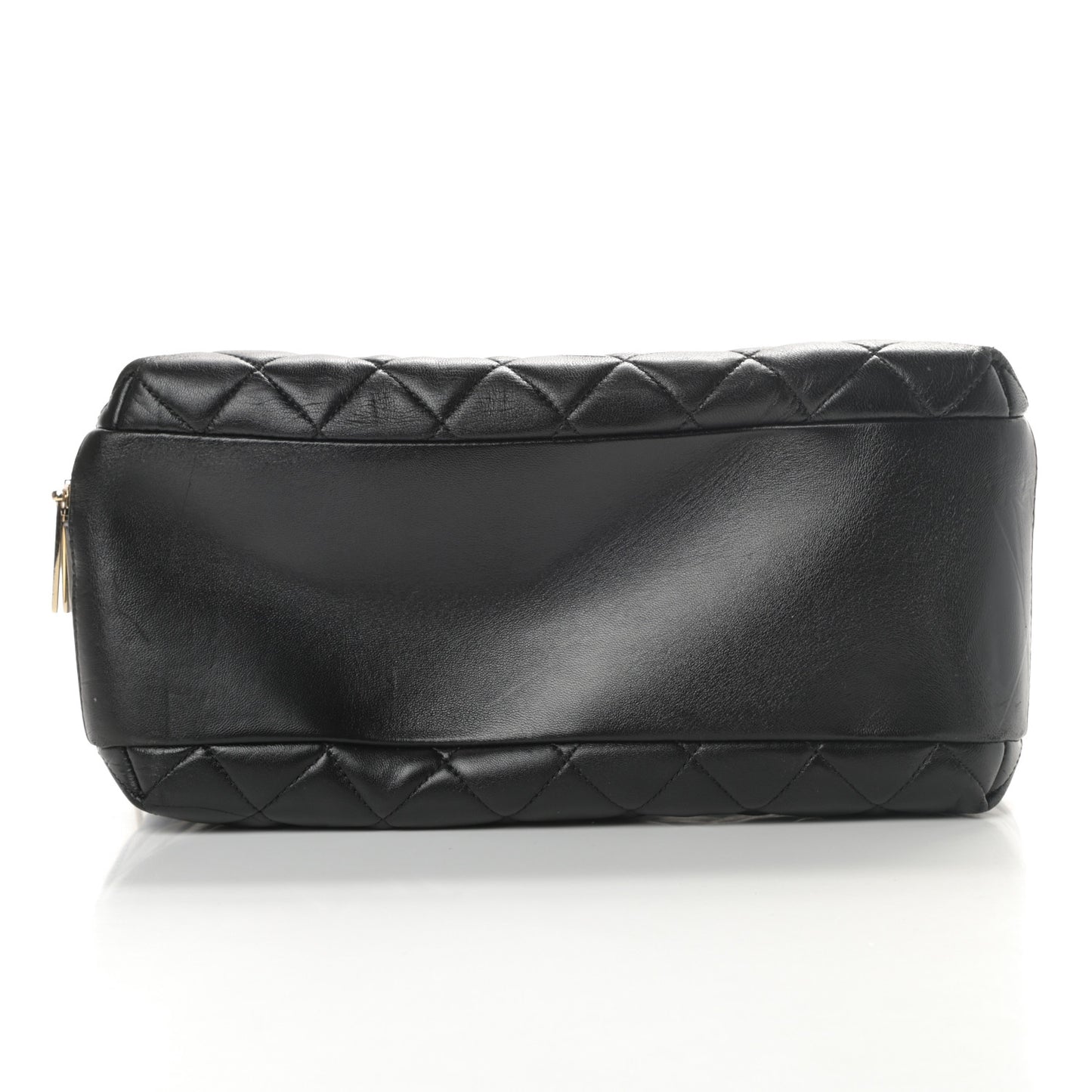Lambskin Quilted Large Trendy CC Bowling Bag Black
