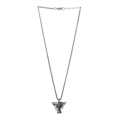Gucci Sterling Silver Glass Anger Forest Bull Head Necklace Green 3 of 8