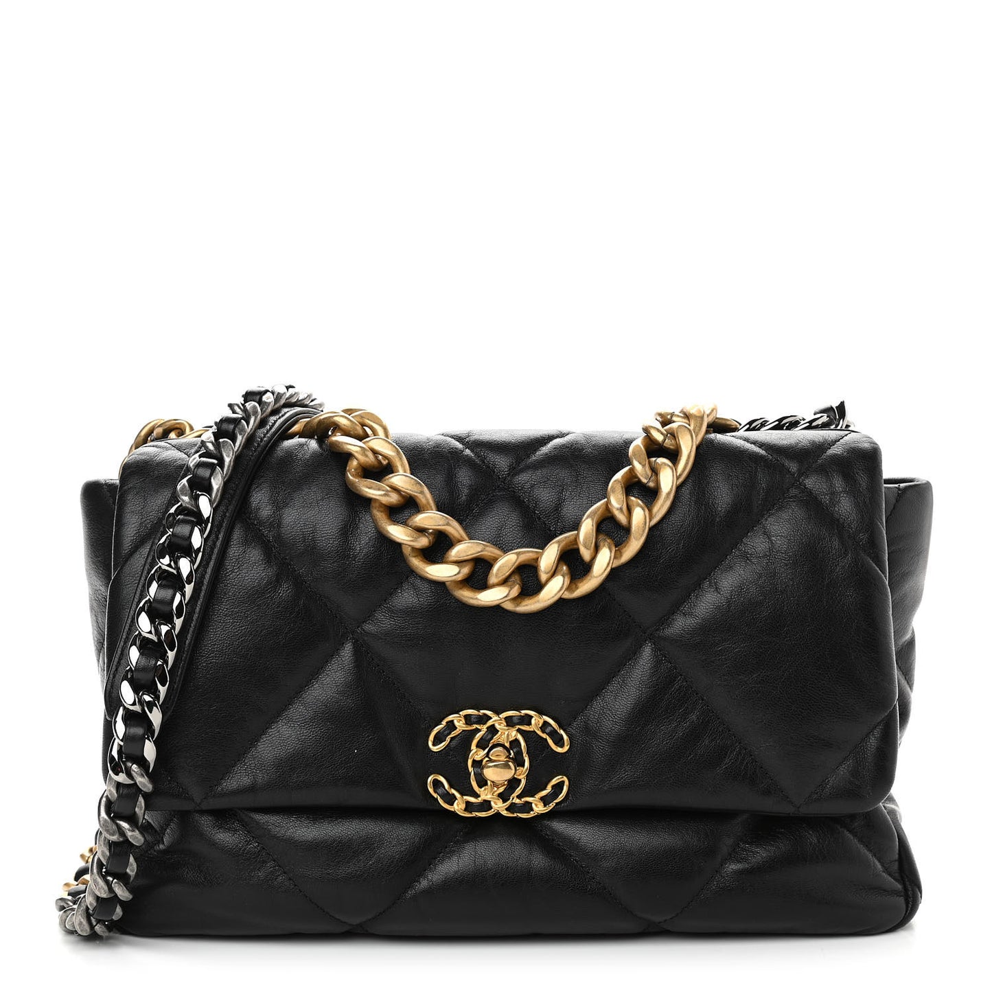 Goatskin Quilted Large Chanel 19 Flap Black