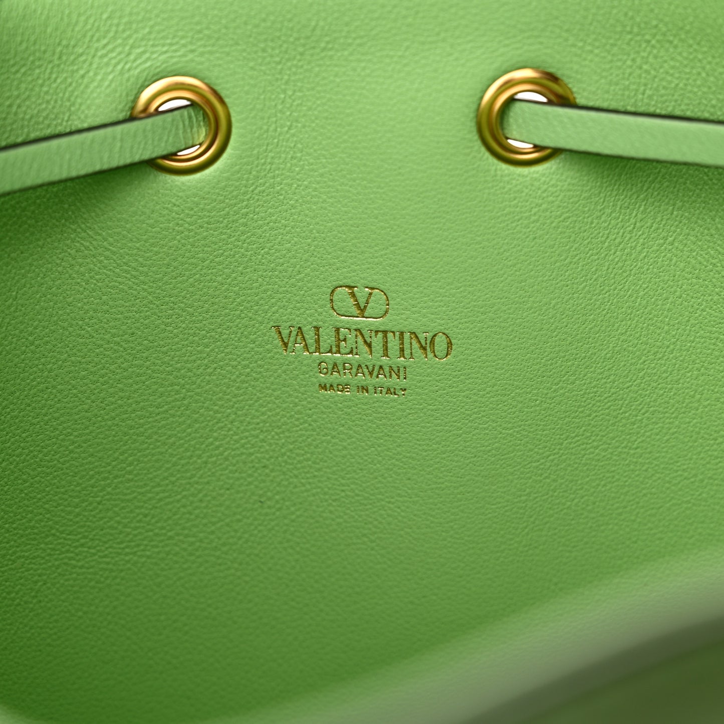 Nappa Mini VLogo Signature Chain Bucket Bag Green