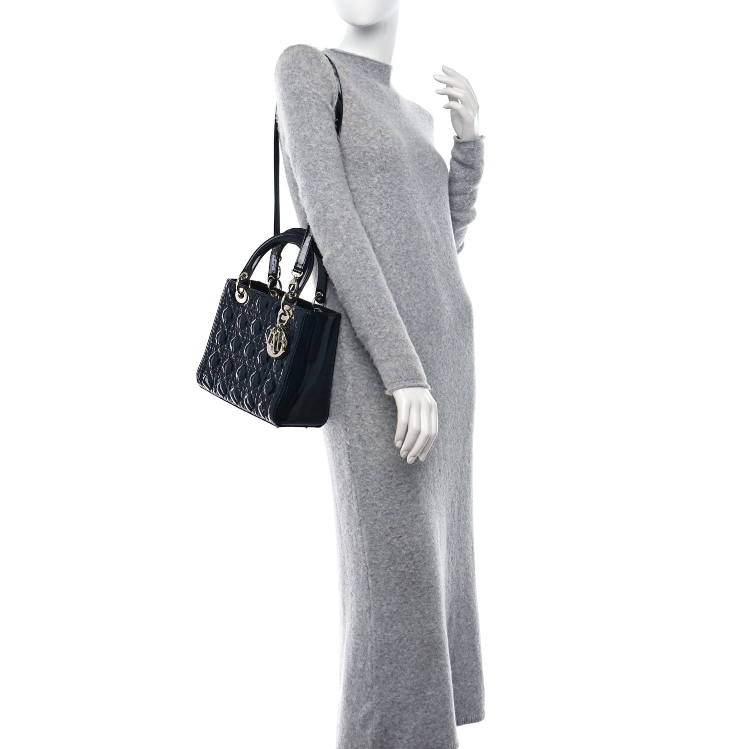Christian Dior Patent Cannage Medium Lady Dior Navy Blue 2 of 10
