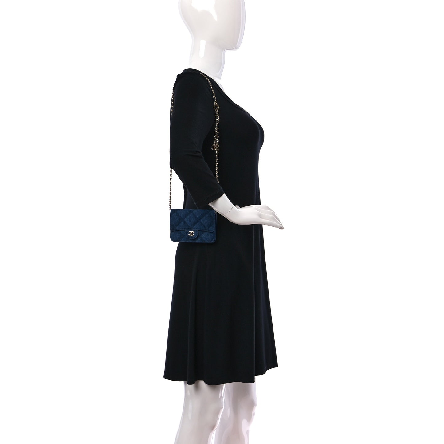 Denim Printed Belt Bag Dark Blue