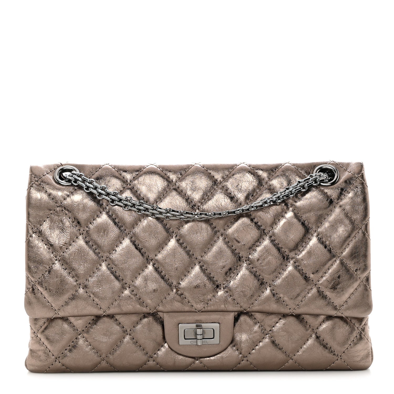 Chanel Metallic Aged Calfskin Quilted 2.55 Reissue 226 Flap Dark Silver 1 of 10