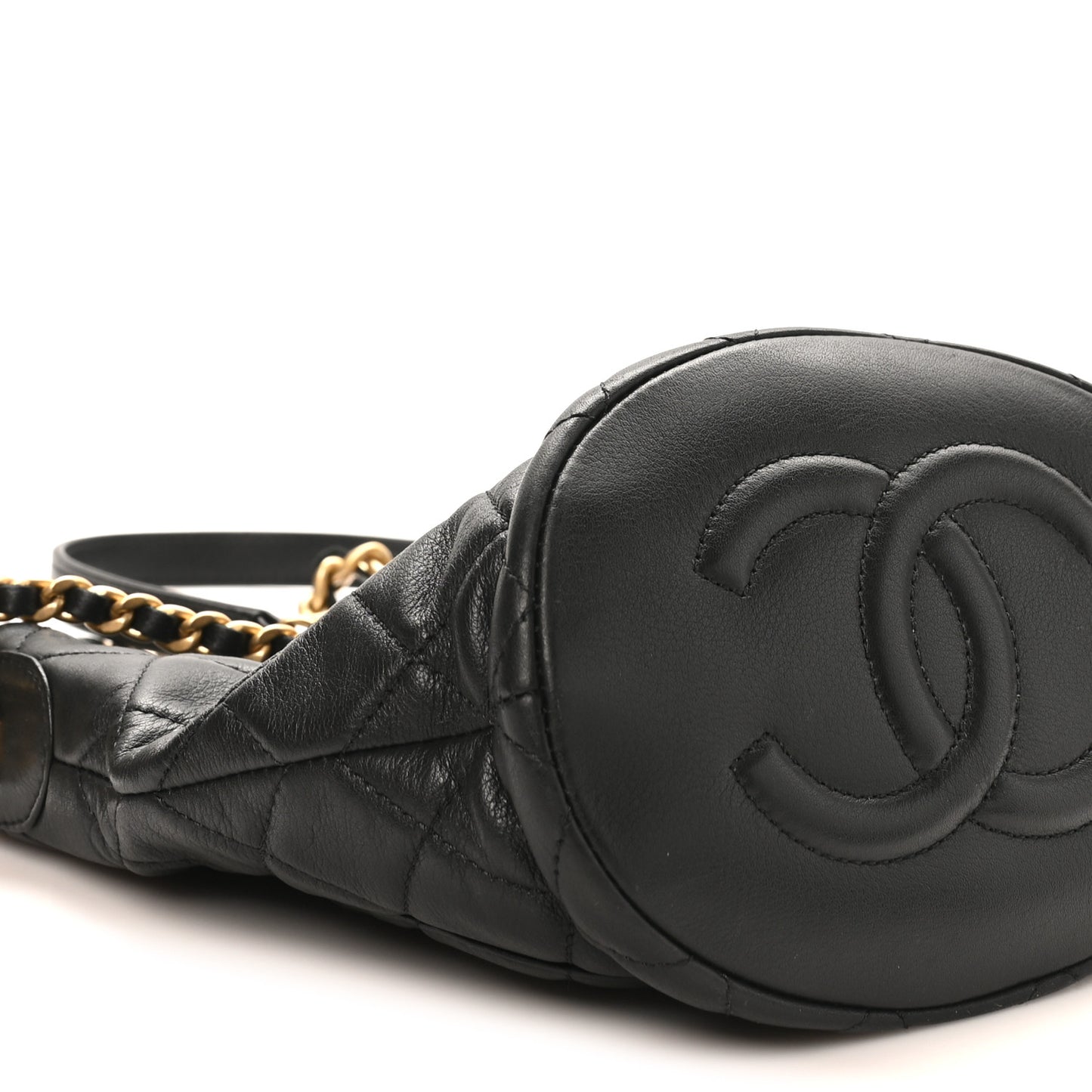 Calfskin Quilted Small CC Chain Bucket Black