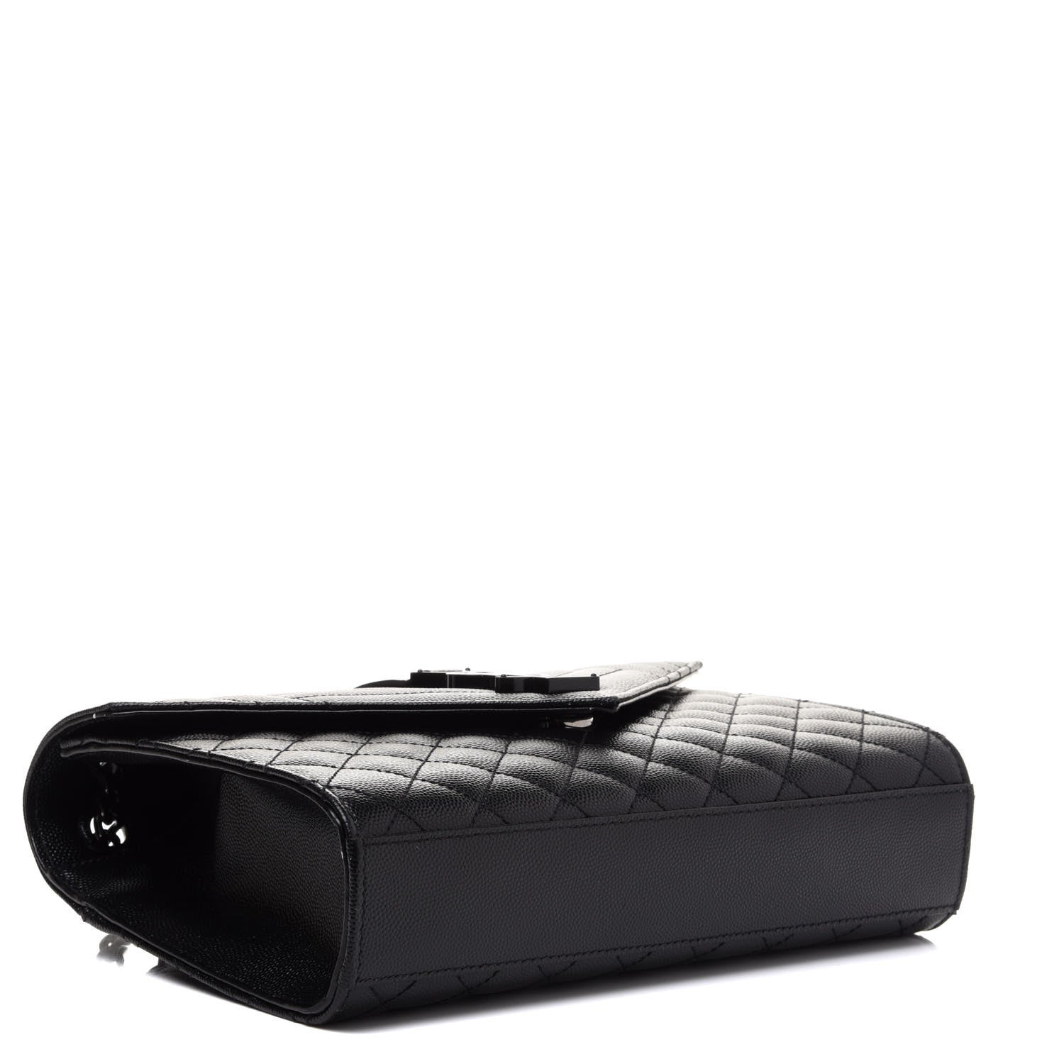Saint Laurent Grain De Poudre Textured Mixed Matelasse Triquilt Medium Monogram Satchel Black 4 of 13