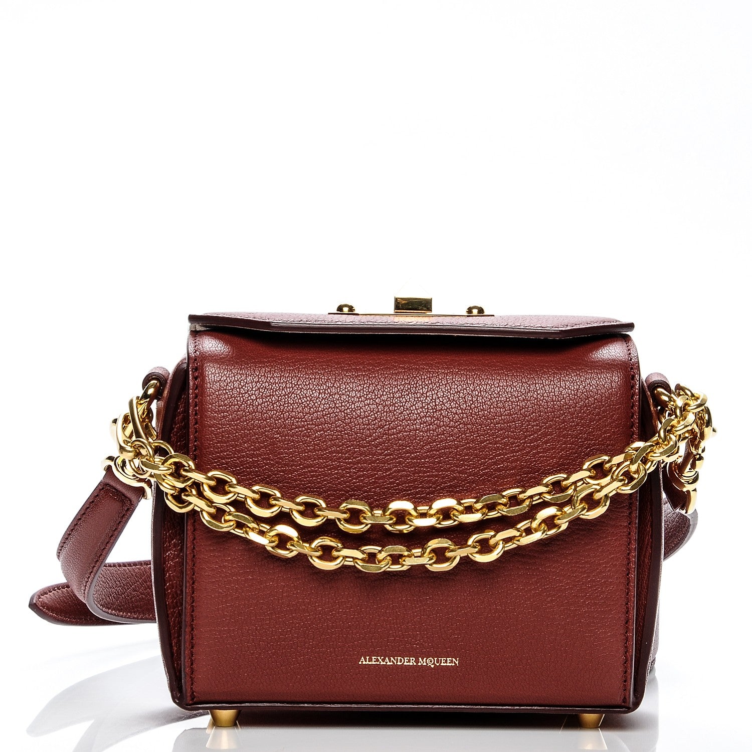 Alexander McQueen Silky Amish Grained Goatskin Box Shoulder Bag 16 Lacquered Red 3 of 7