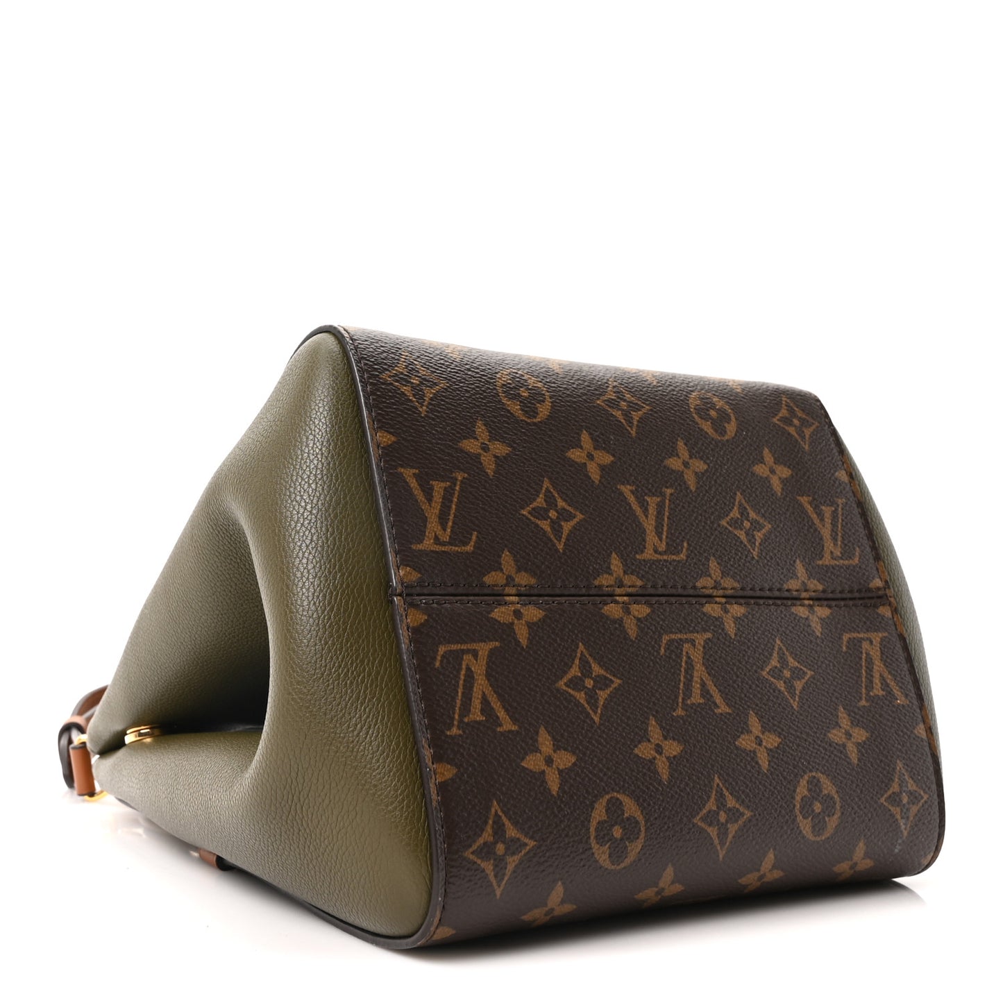 Calfskin Monogram Fold Tote PM Cream Khaki Black