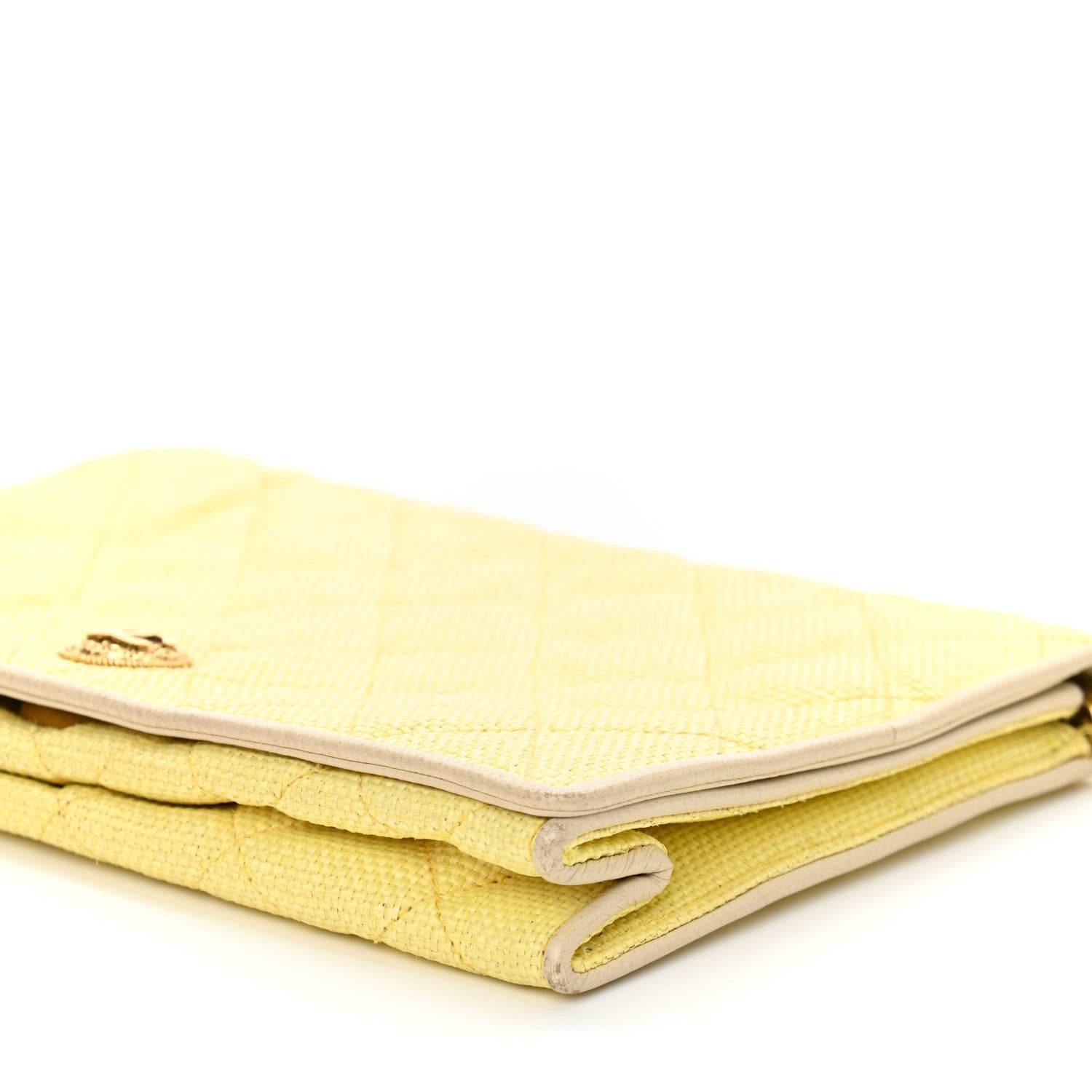 Chanel Straw Woven Quilted Flap Yellow 10 of 21