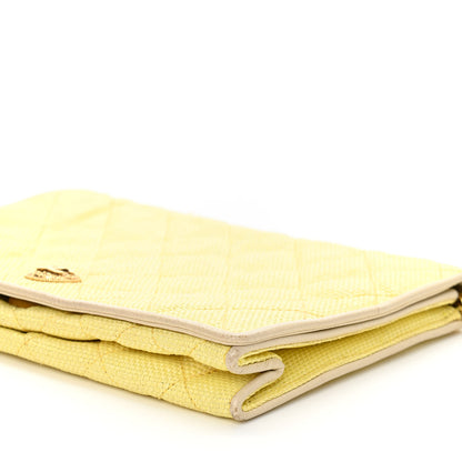 Chanel Straw Woven Quilted Flap Yellow 10 of 21