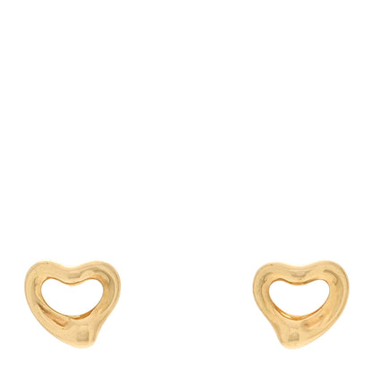 Tiffany 18K Yellow Gold 7mm Elsa Peretti Open Heart Earrings 1 of 4