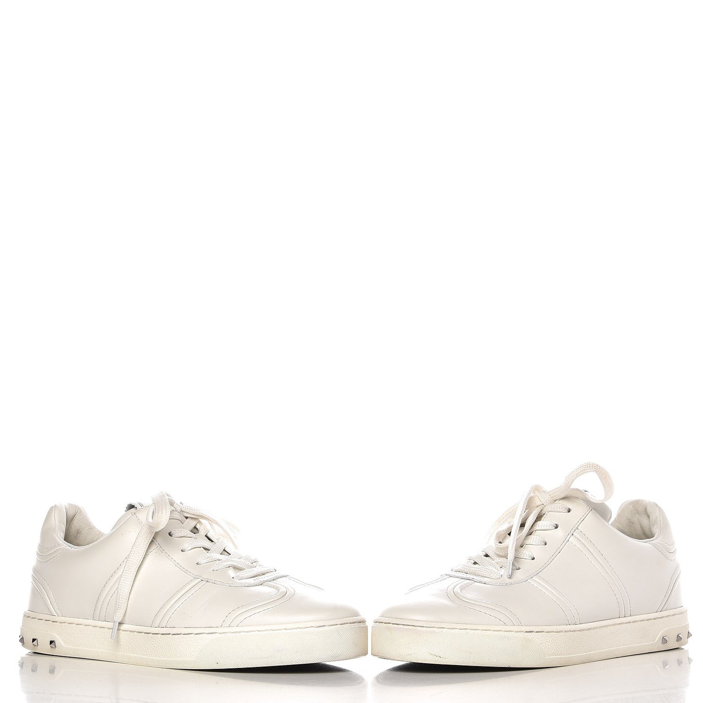 Calfskin Rockstud Sneakers 39.5 White
