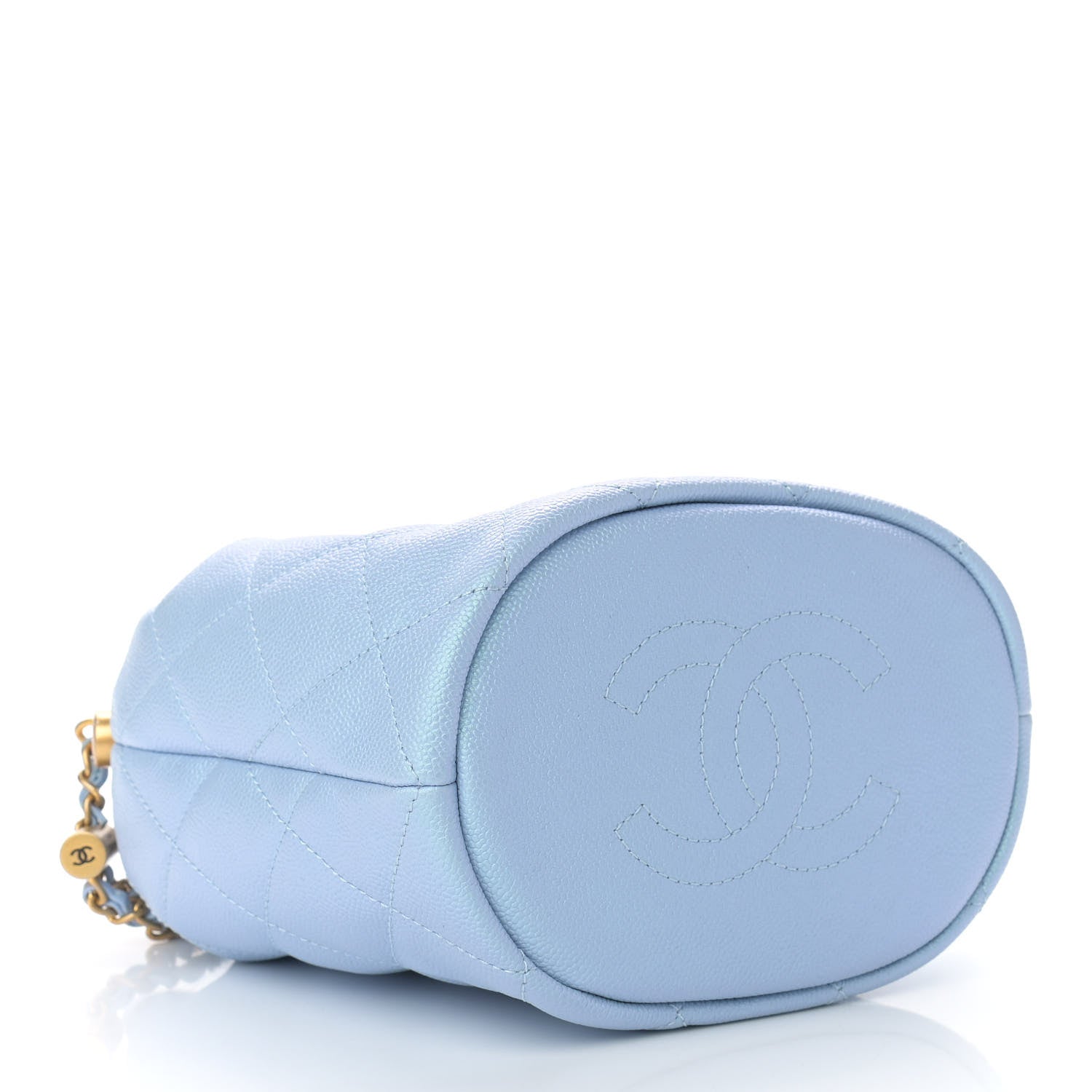 Chanel Iridescent Caviar Quilted My Perfect CC Bucket Drawstring Bag Light Blue 4 of 11