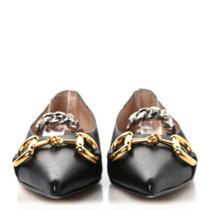 Gucci Nappa Lumiere Deva Horsebit Chain Embellished Flats 37 Black 3 of 10