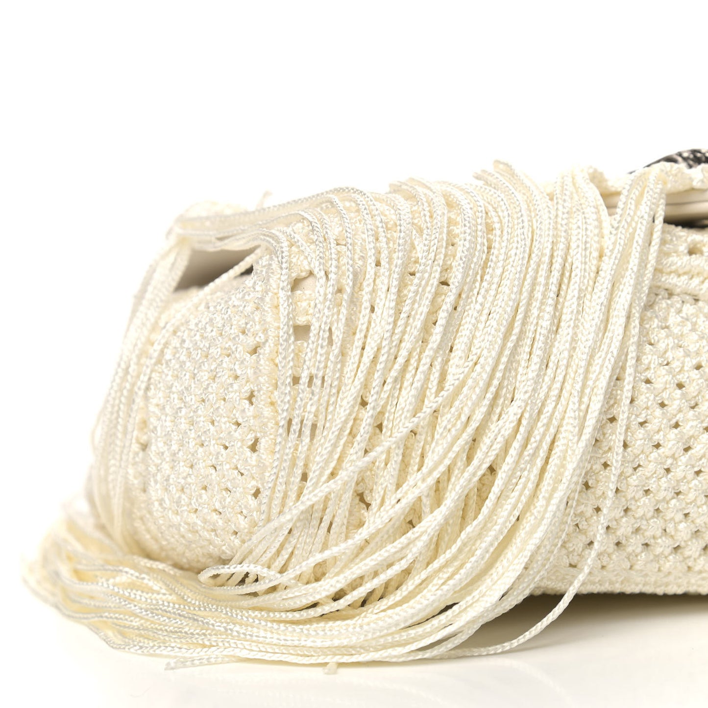 Calfskin Crochet Baby Monogram Chain Satchel White