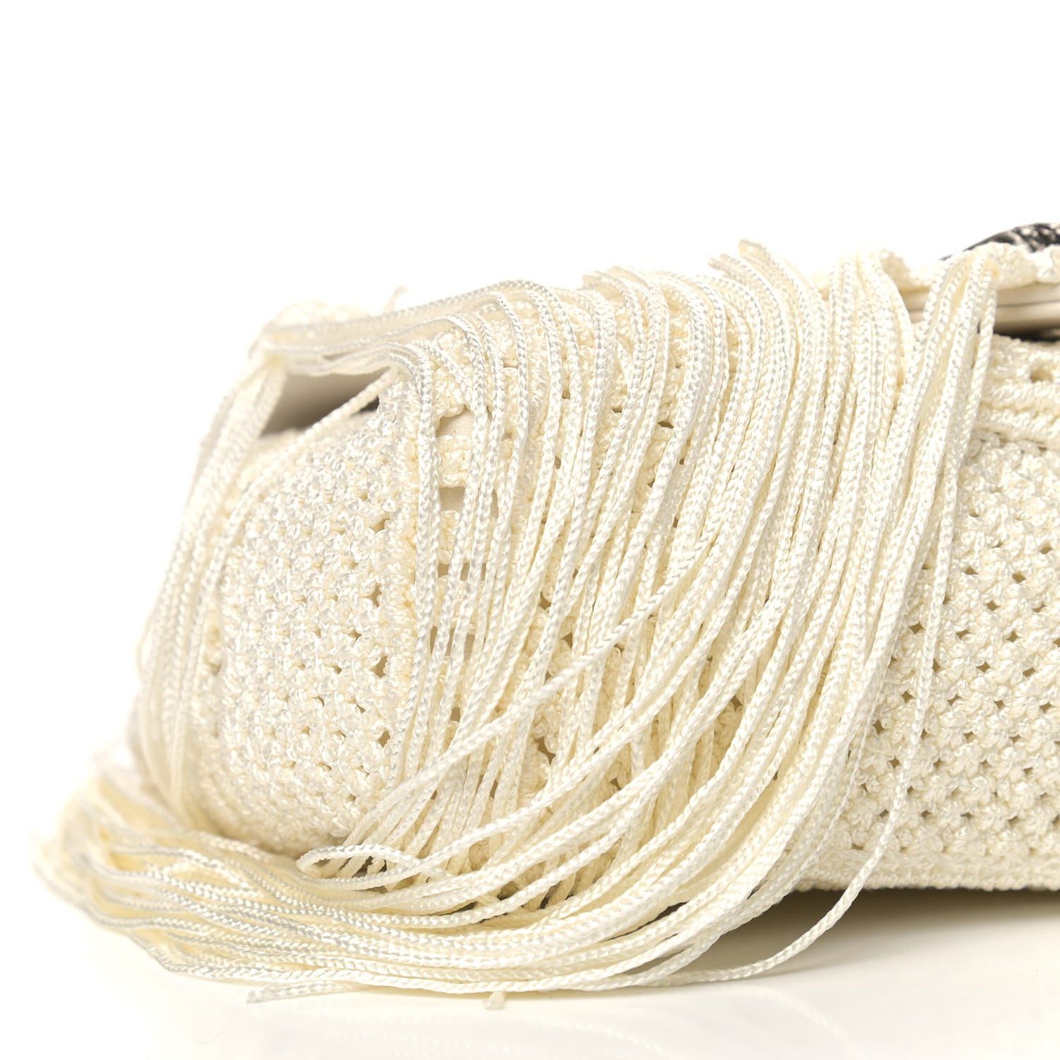 Saint Laurent Calfskin Crochet Baby Monogram Chain Satchel White 10 of 11