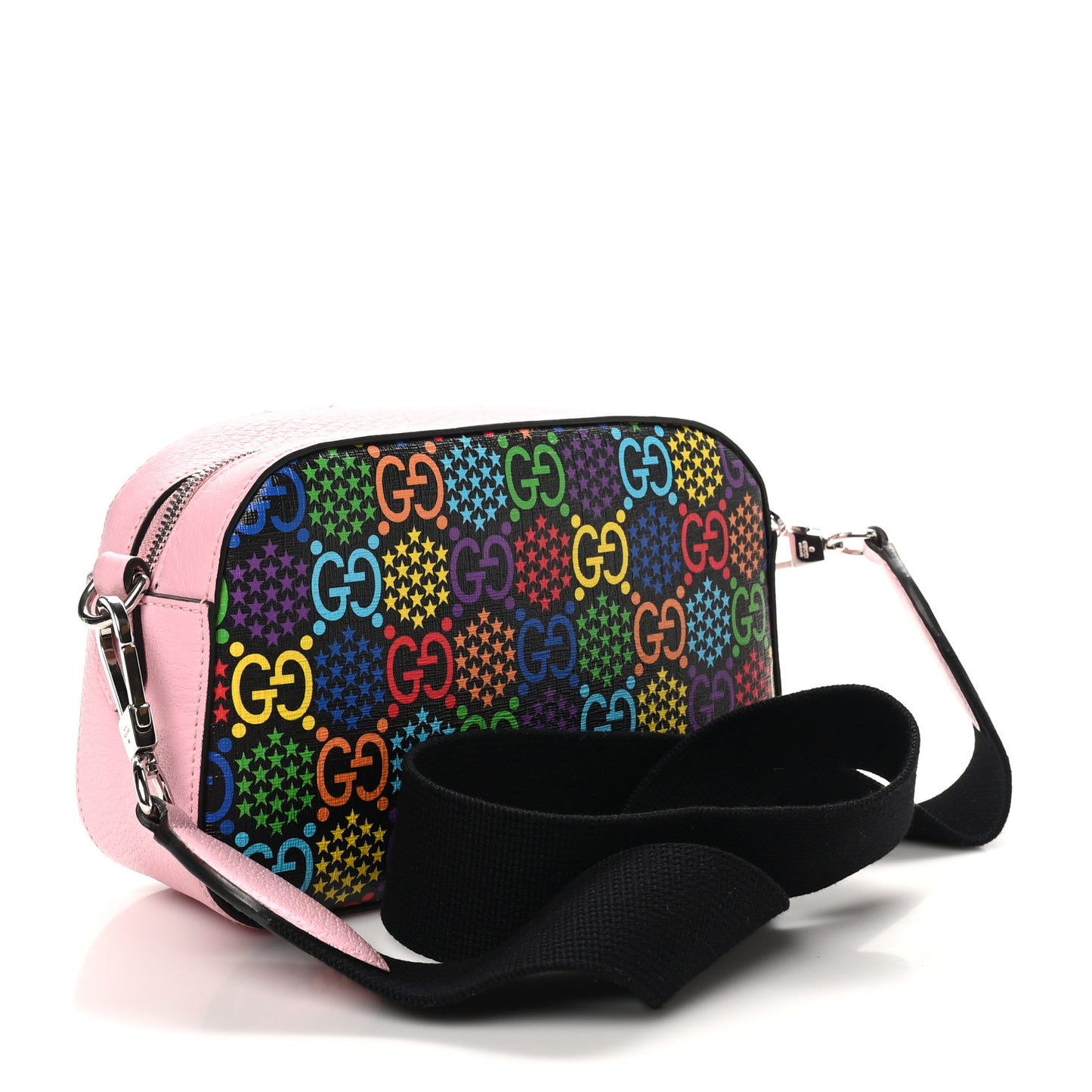 GG Supreme Monogram Psychedelic Shoulder Bag Black Multicolor Sugar Pink