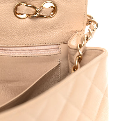 Chanel Caviar Quilted Jumbo Single Flap Beige 14 of 17