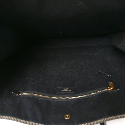 Saint Laurent Embroidered Cotton Linen Rive Gauche Noe Tote Black Beige 4 of 9