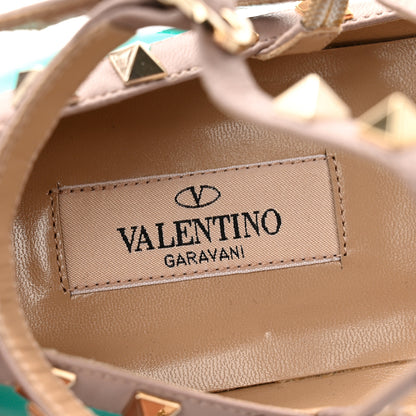 Valentino Garavani Patent Nappa Rockstud Cage Ballerina Flats 39 Opaline Green Poudre 7 of 7