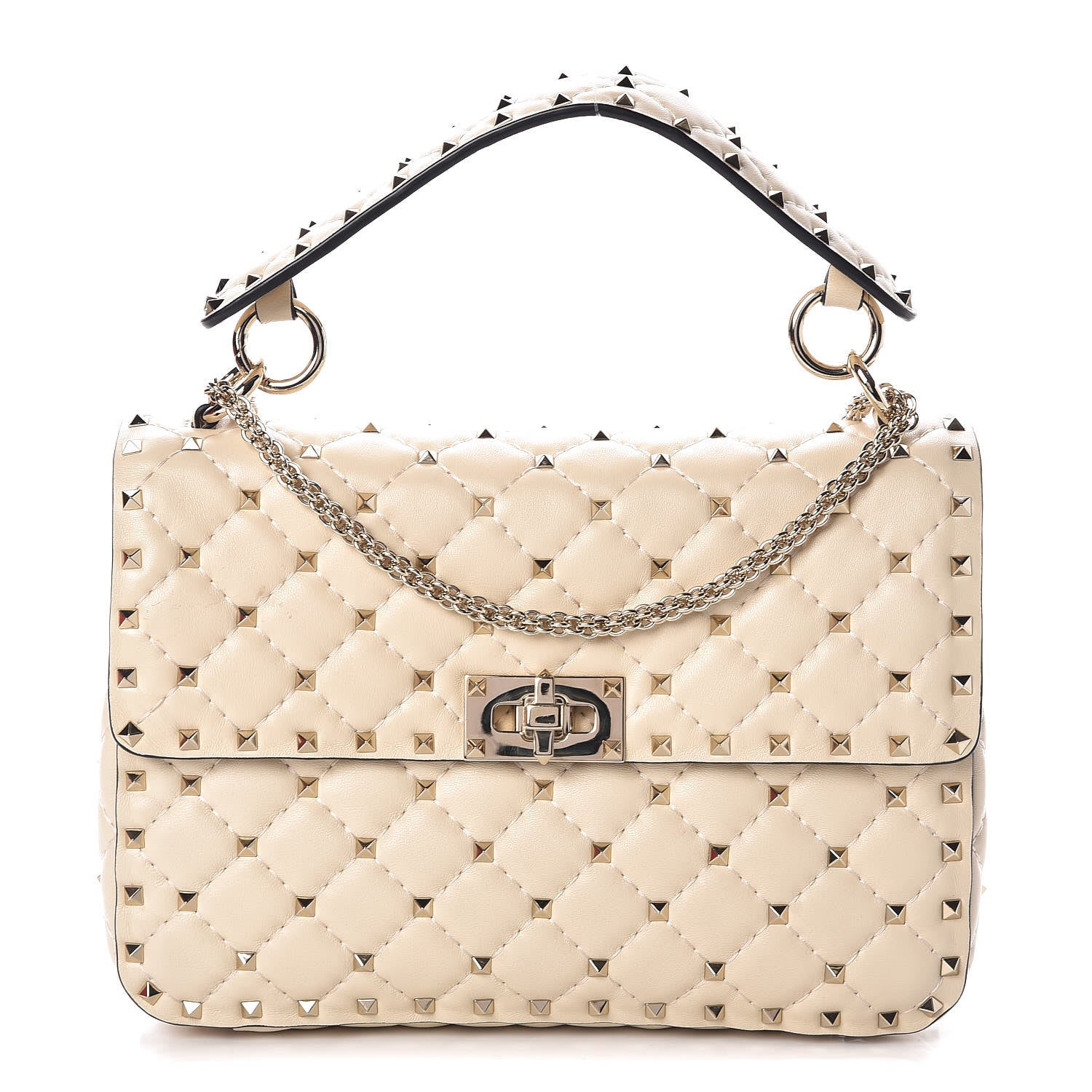 Valentino Garavani Nappa Medium Rockstud Spike Shoulder Bag Light Ivory 1 of 11