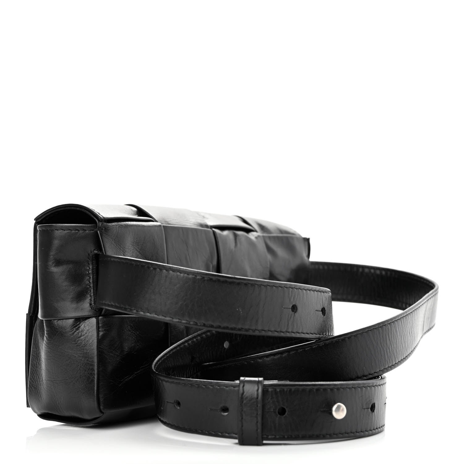 Bottega Veneta Paper Calfskin Intrecciato Cassette Belt Bag Black 3 of 11