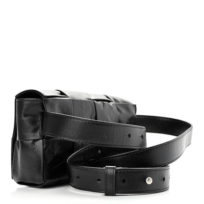 Bottega Veneta Paper Calfskin Intrecciato Cassette Belt Bag Black 3 of 11