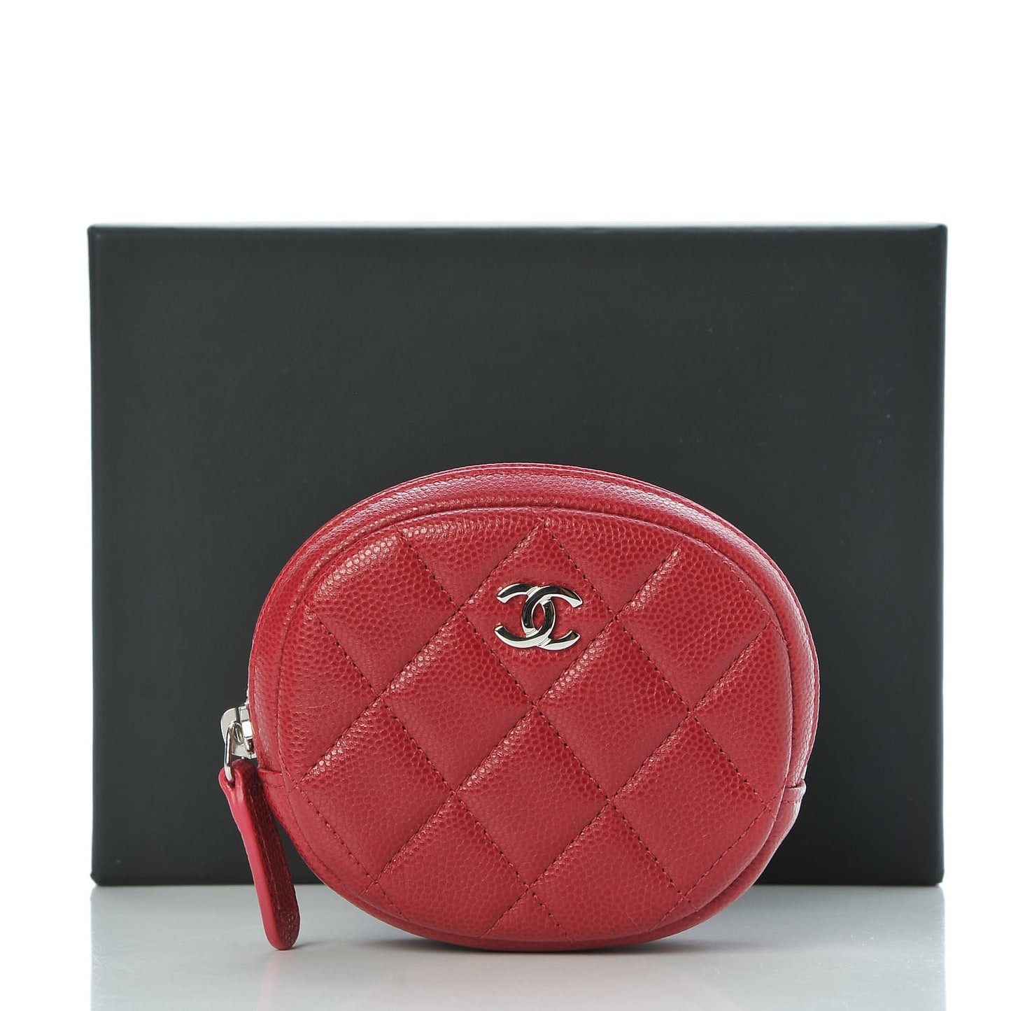 Caviar Quilted Zip Around Classic Coin Purse Dark Pink