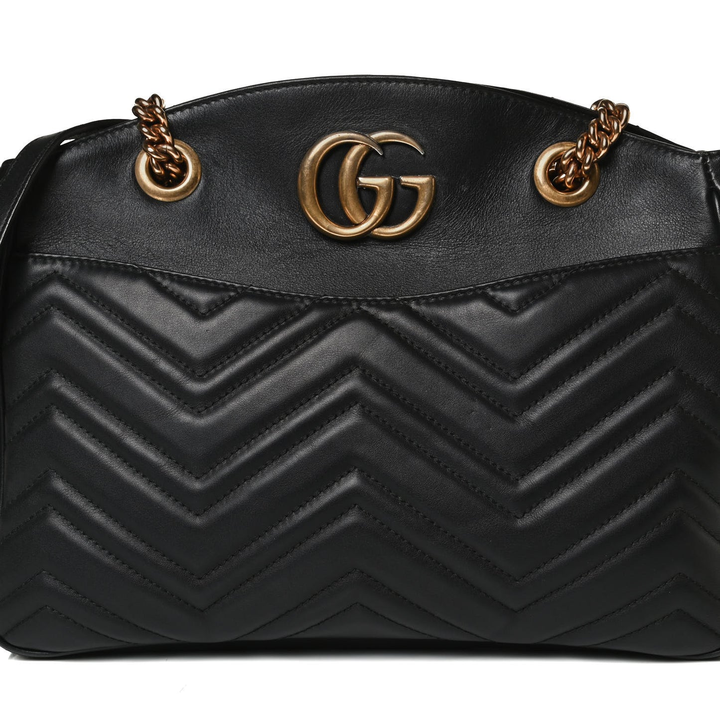 Calfskin Matelasse Medium GG Marmont Open Top Shoulder Bag Black