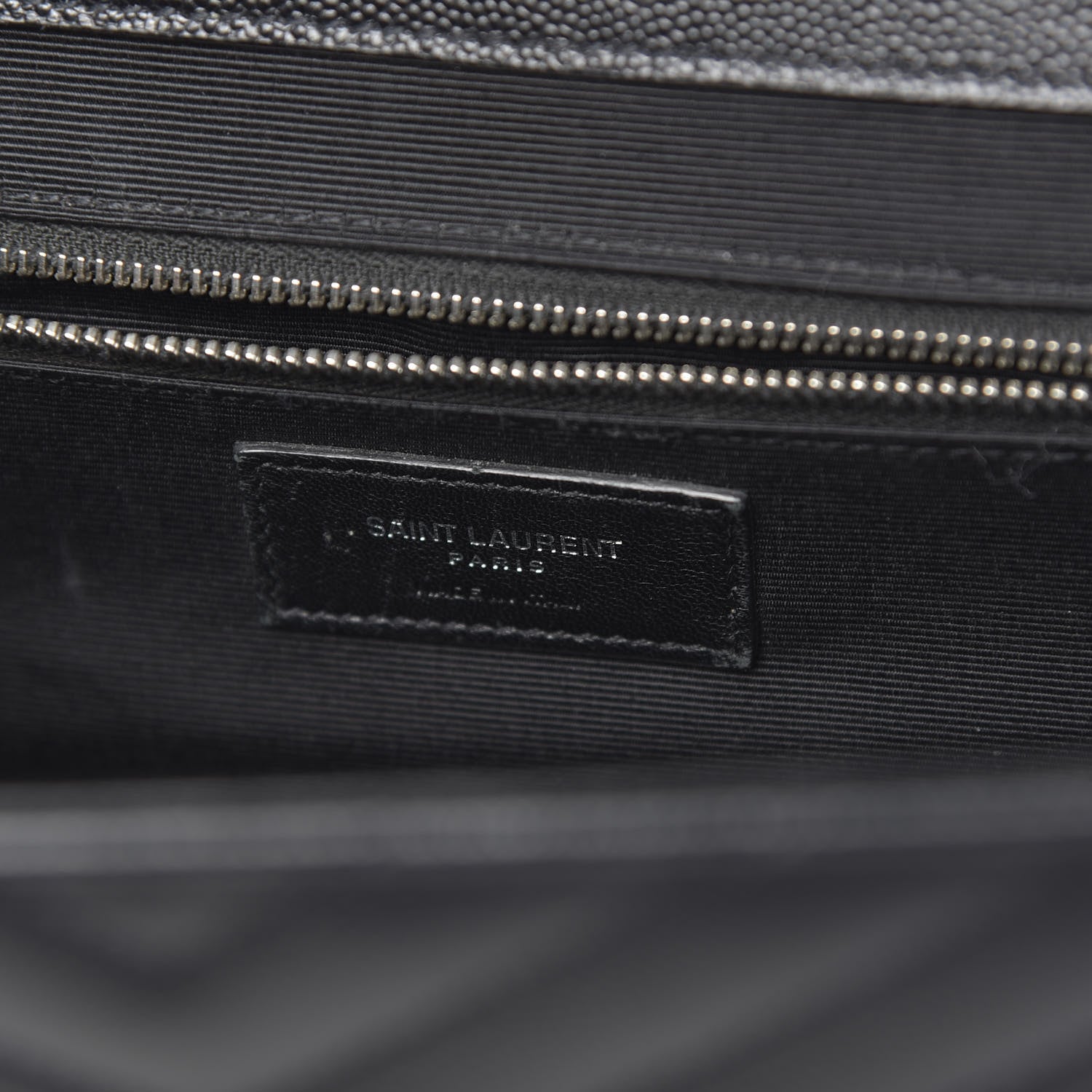 Saint Laurent Grain De Poudre Matelasse Chevron Large Monogram Satchel Black 6 of 9