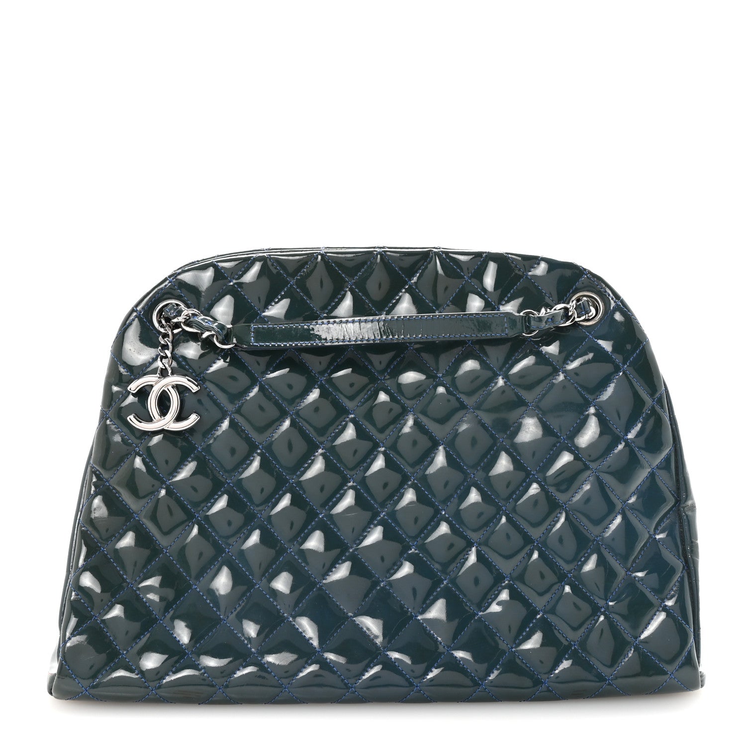 Chanel Patent Quilted Large Just Mademoiselle Bowling Bag Dark Blue 1 of 10