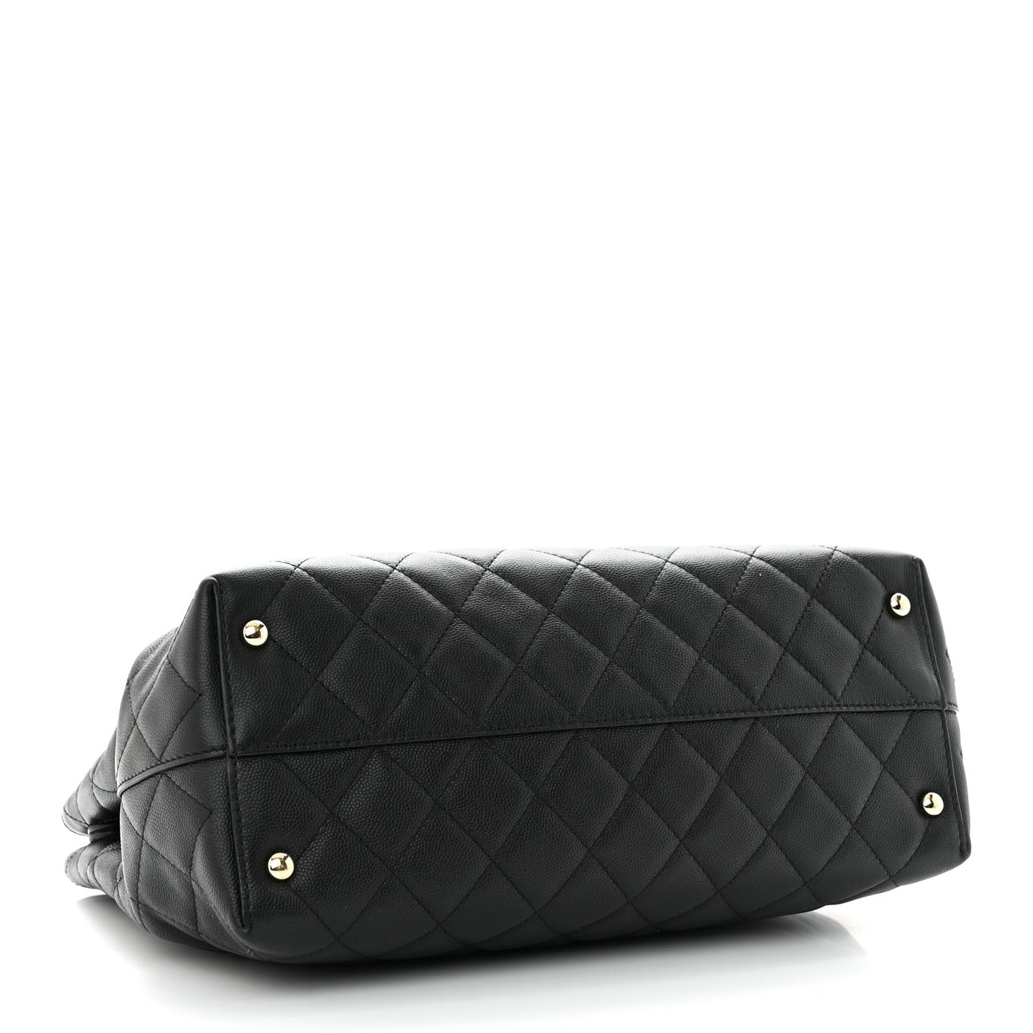 Caviar Quilted Small Shopping Tote Black