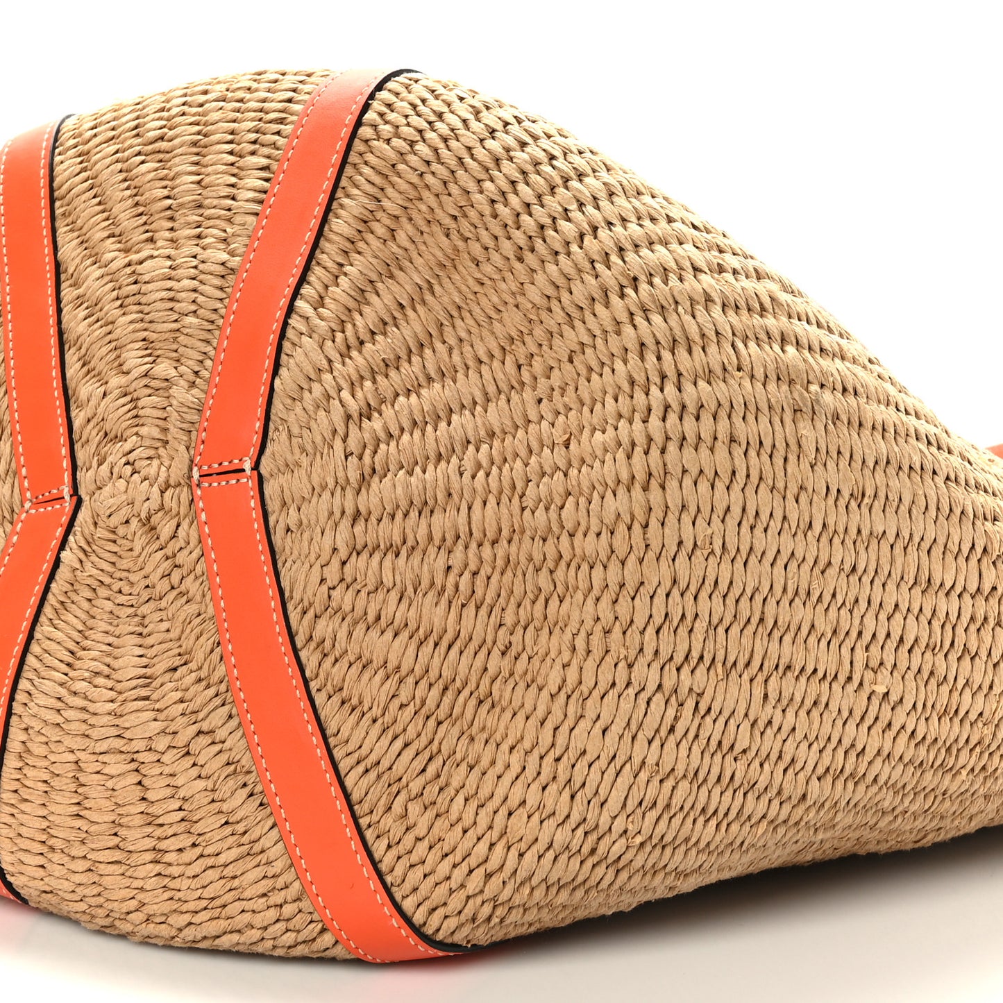 X MIFUKO Raffia Calfskin Basket Tote Orange Fizz
