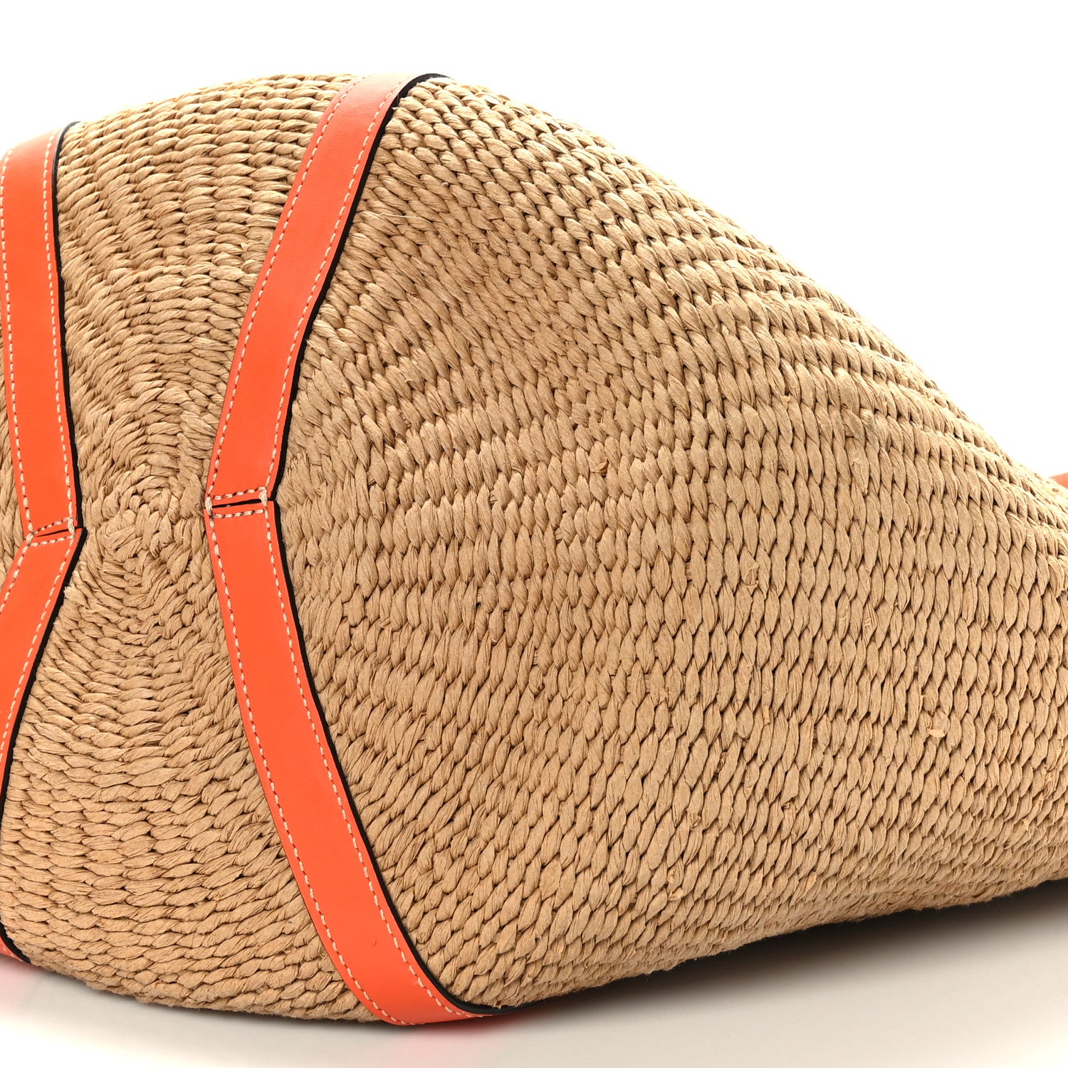 Chloe X MIFUKO Raffia Calfskin Basket Tote Orange Fizz 5 of 9