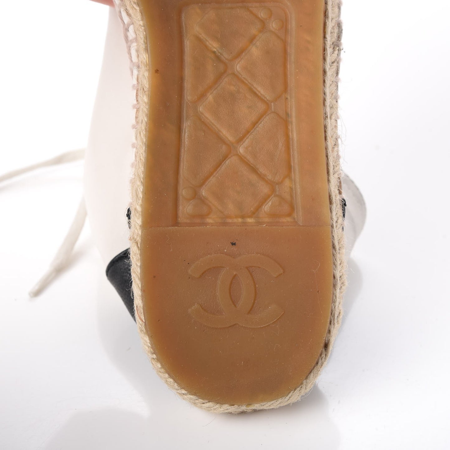 Lambskin Cap Toe Lace Up Espadrilles 40 Beige Black