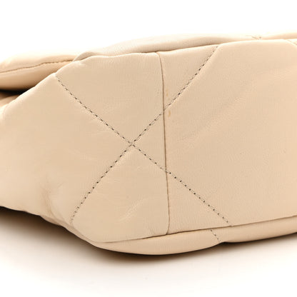 Chanel Shiny Goatskin Quilted Medium Chanel 19 Flap Beige 8 of 9