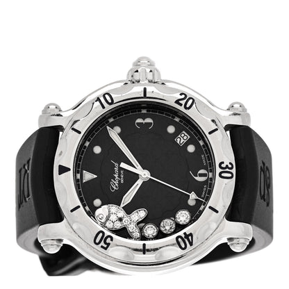 Chopard Stainless Steel Rubber Diamond 38mm Happy Sport Fish Quartz Watch Black 2 of 4