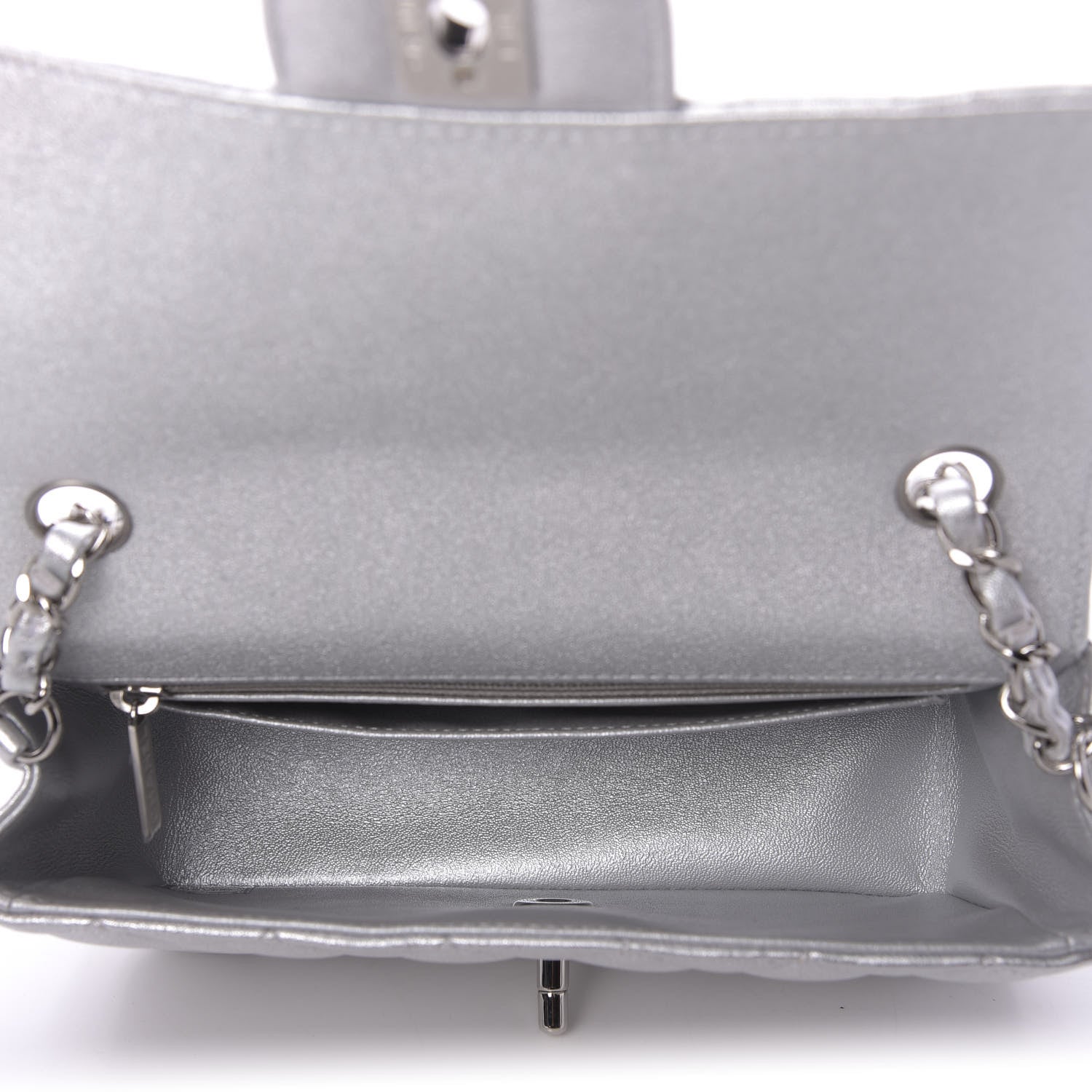 Chanel Metallic Lambskin Quilted Mini Rectangular Flap Silver 5 of 9