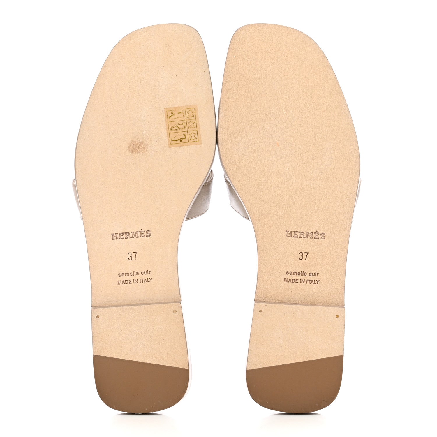 Hermes Box Calfskin Oran Sandals 37 Beige Mastic 8 of 12