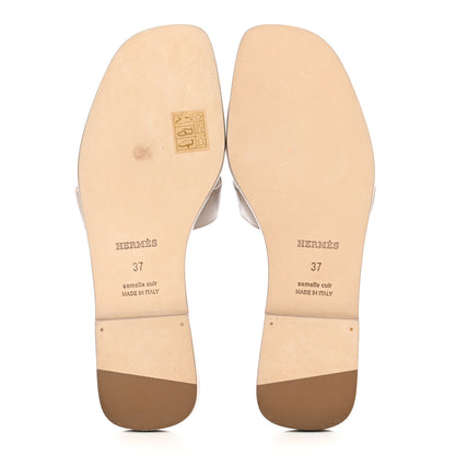 Hermes Box Calfskin Oran Sandals 37 Beige Mastic 8 of 12