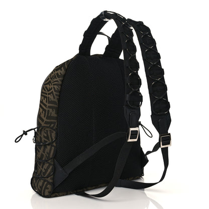 Fendi X SARAH COLEMAN Fabric Jacquard Vitello Grace Light Woven Lanyard FF Vertigo Pouch Pocket Backpack Tobacco Moro Black 3 of 10
