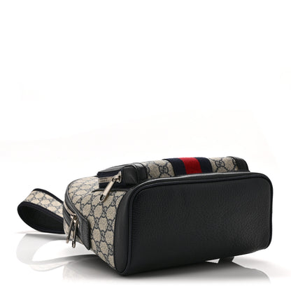 Gucci GG Supreme Monogram Textured Dollar Calfskin Web Small Ophidia Day Backpack Beige Blue Black 4 of 11