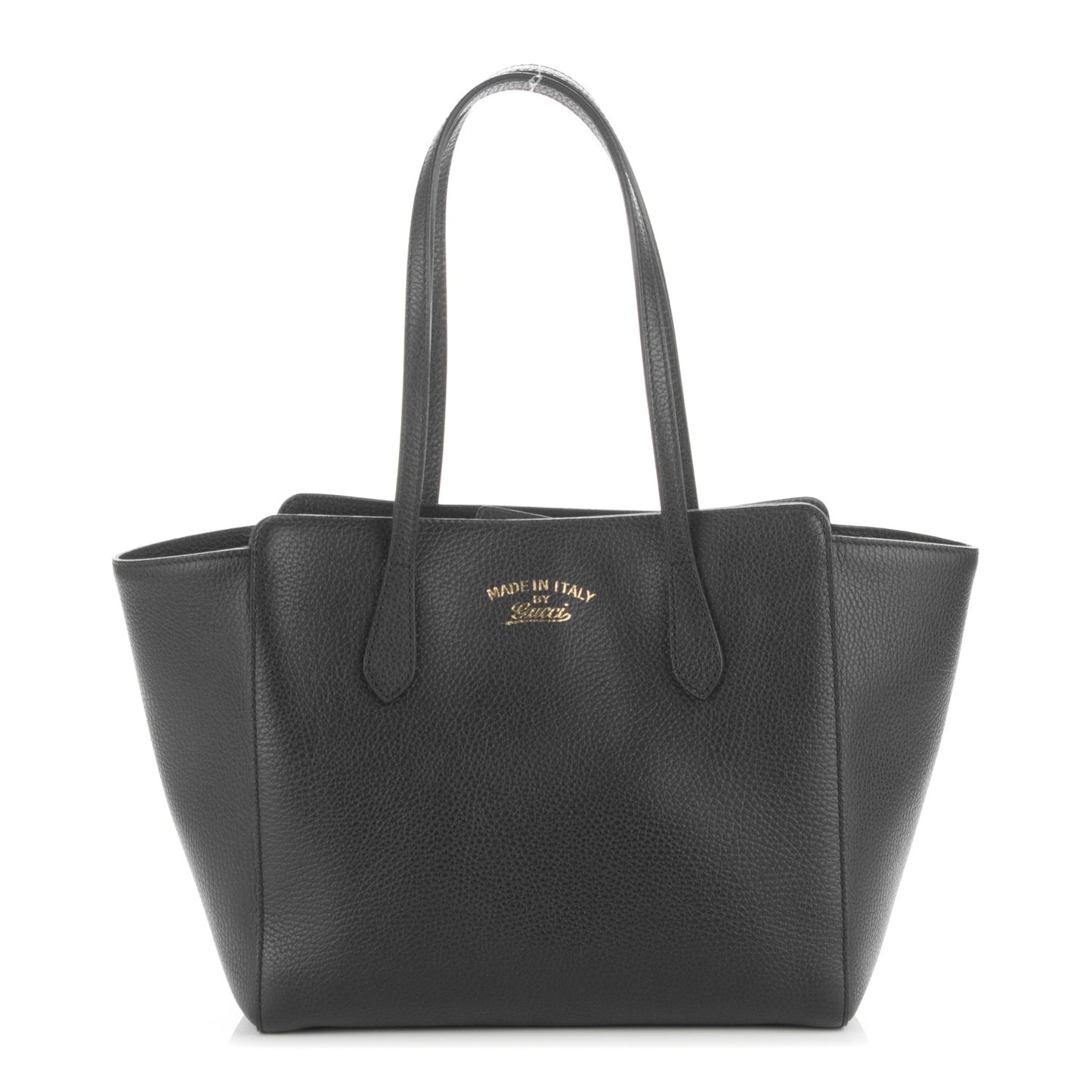 Pebbled Calfskin Small Swing Tote Black