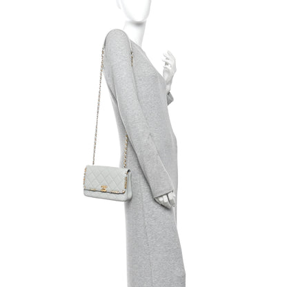 Chanel Lambskin Enamel Strass Quilted Mini Paris Monaco Flap Light Grey 2 of 12
