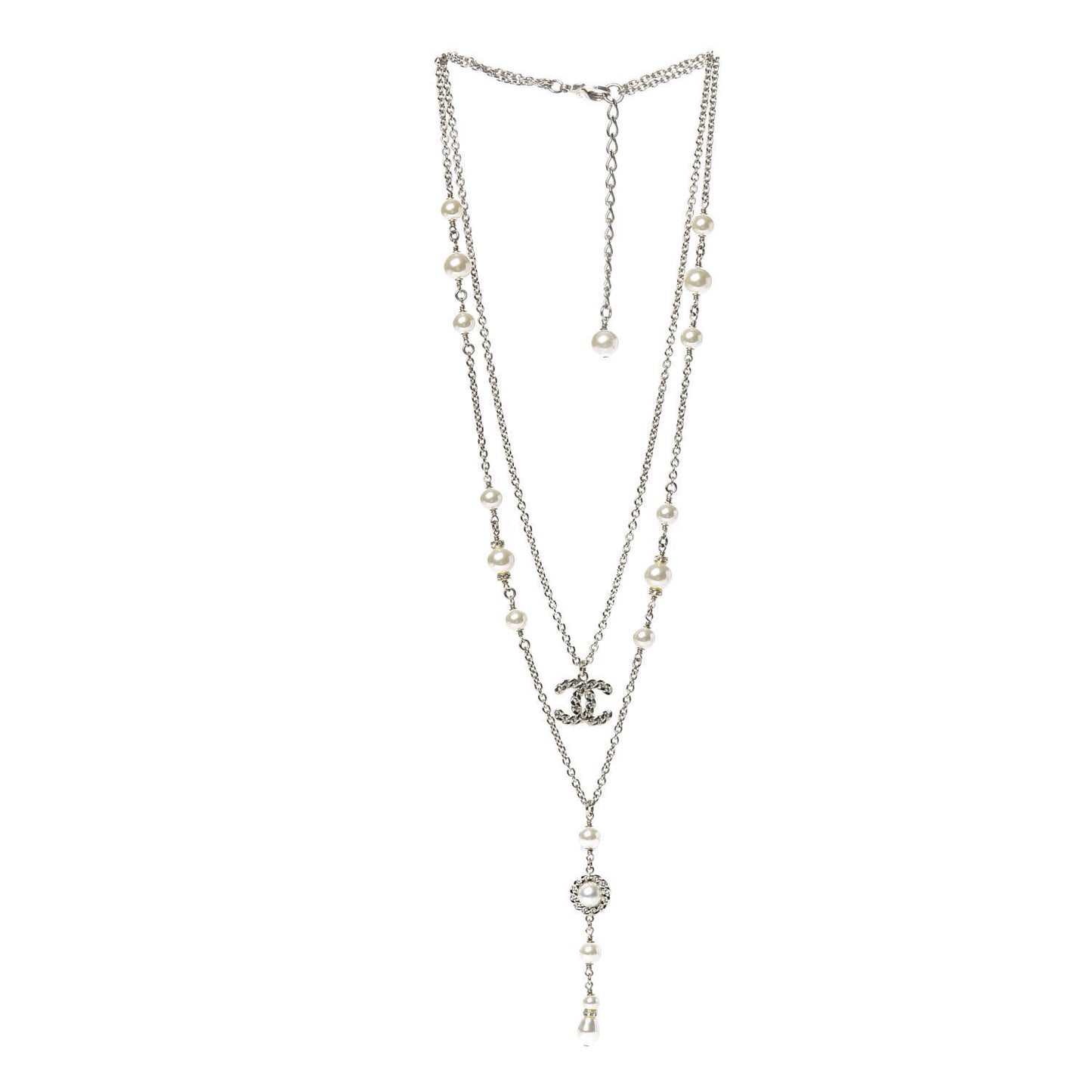 Crystal Pearl Pearls Coronation CC Layered Necklace Gold