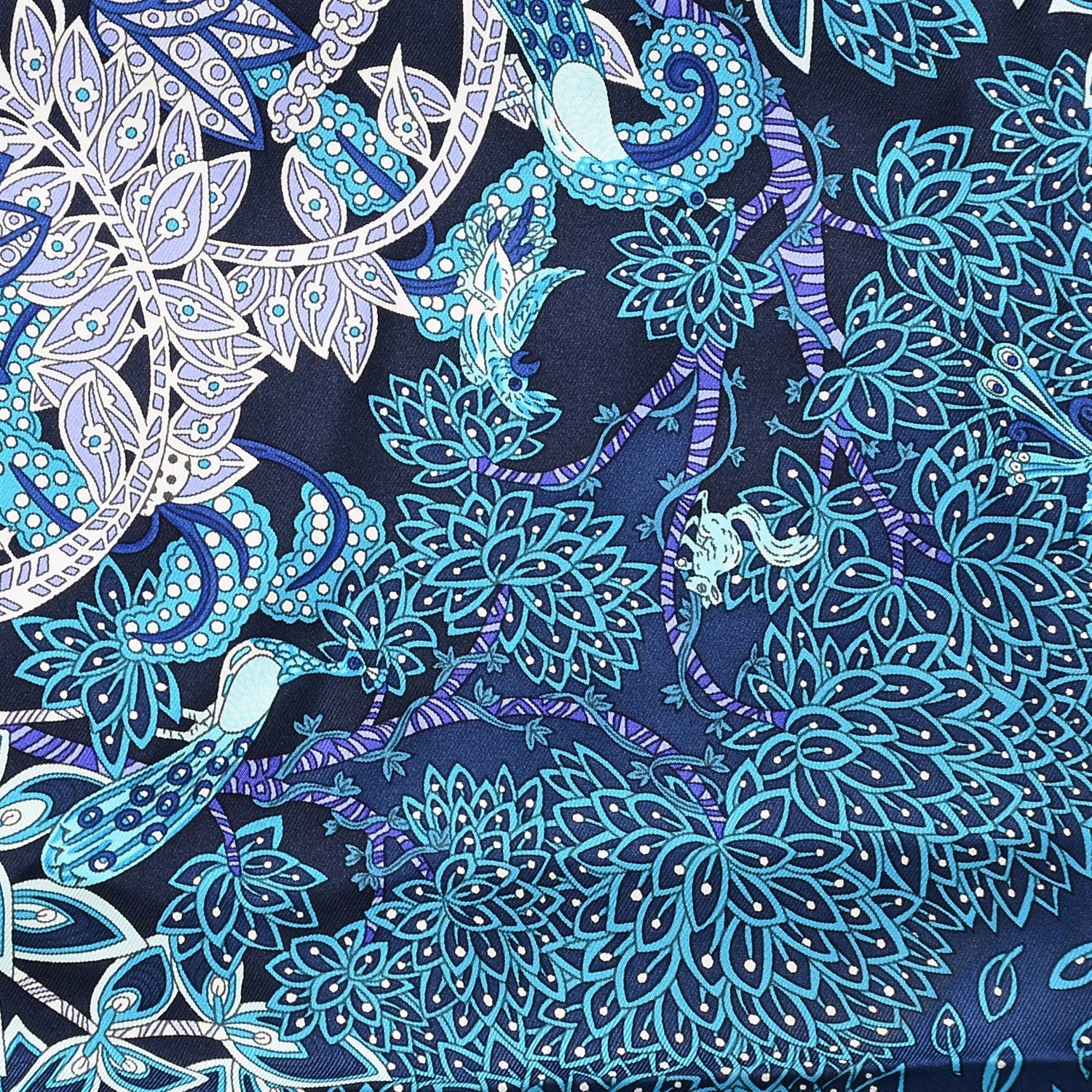 Hermes Silk Maitres de la Foret Scarf 90 Marine Lavande Turquoise 8 of 8