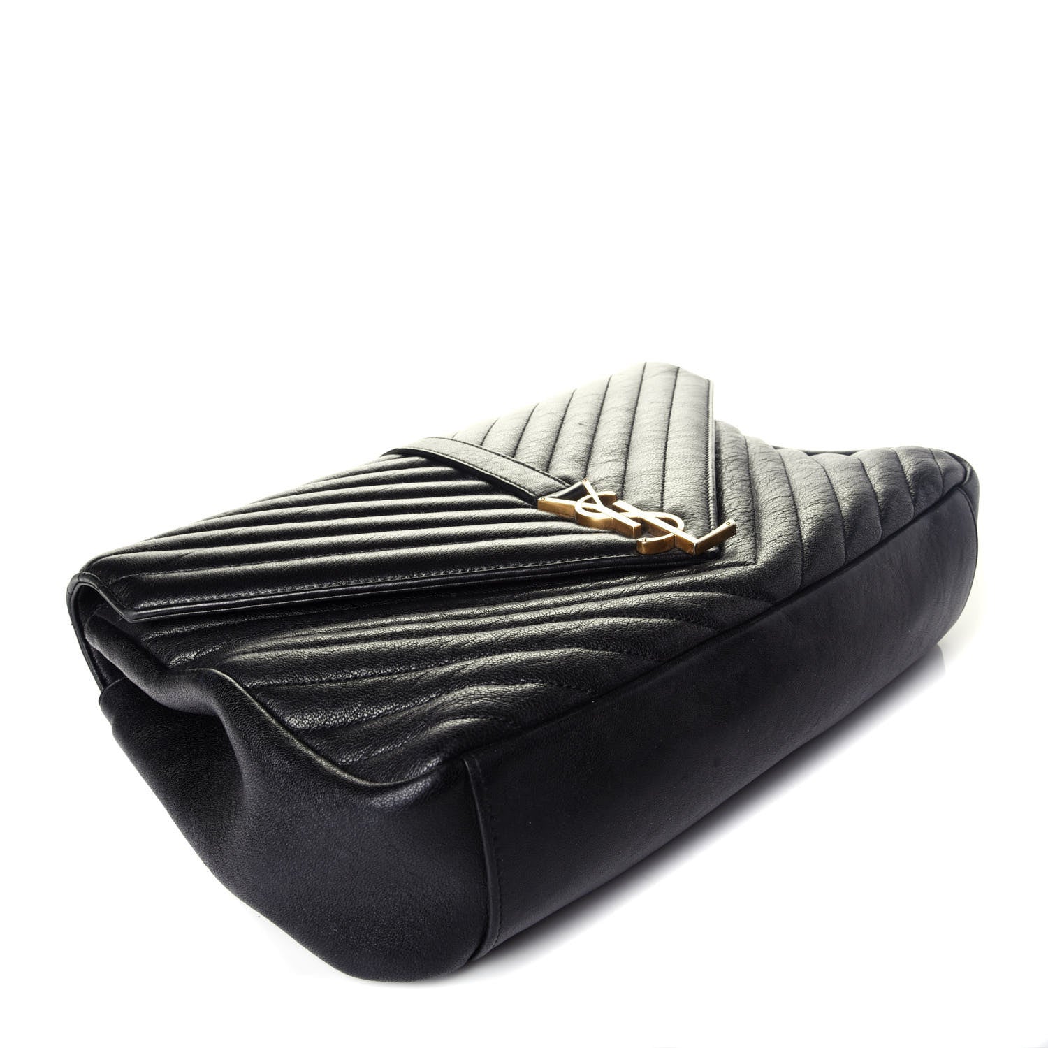 Saint Laurent Sheepskin Matelasse Chevron Monogram Large College Satchel Black 5 of 10