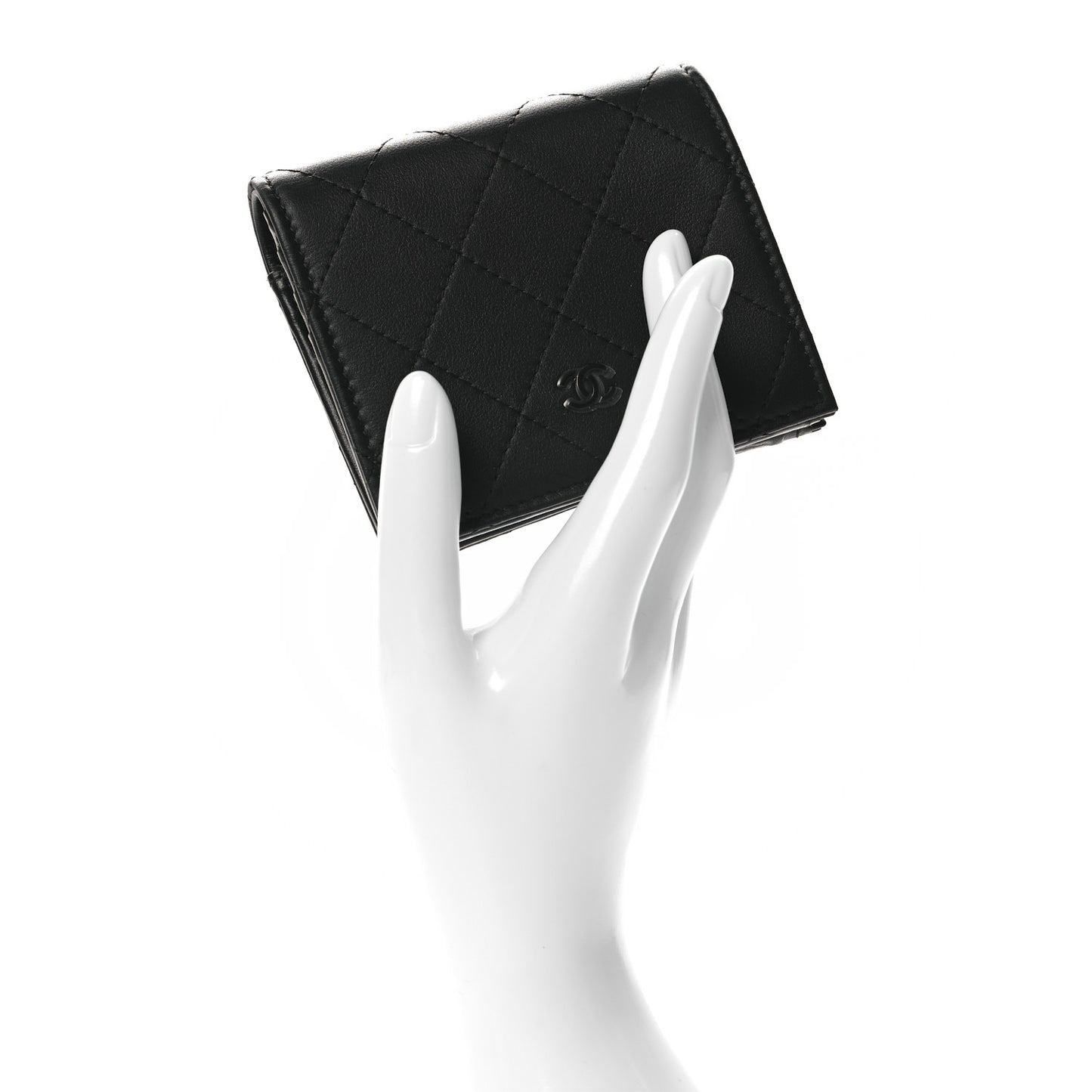 Calfskin Quilted Compact Bifold Wallet So Black